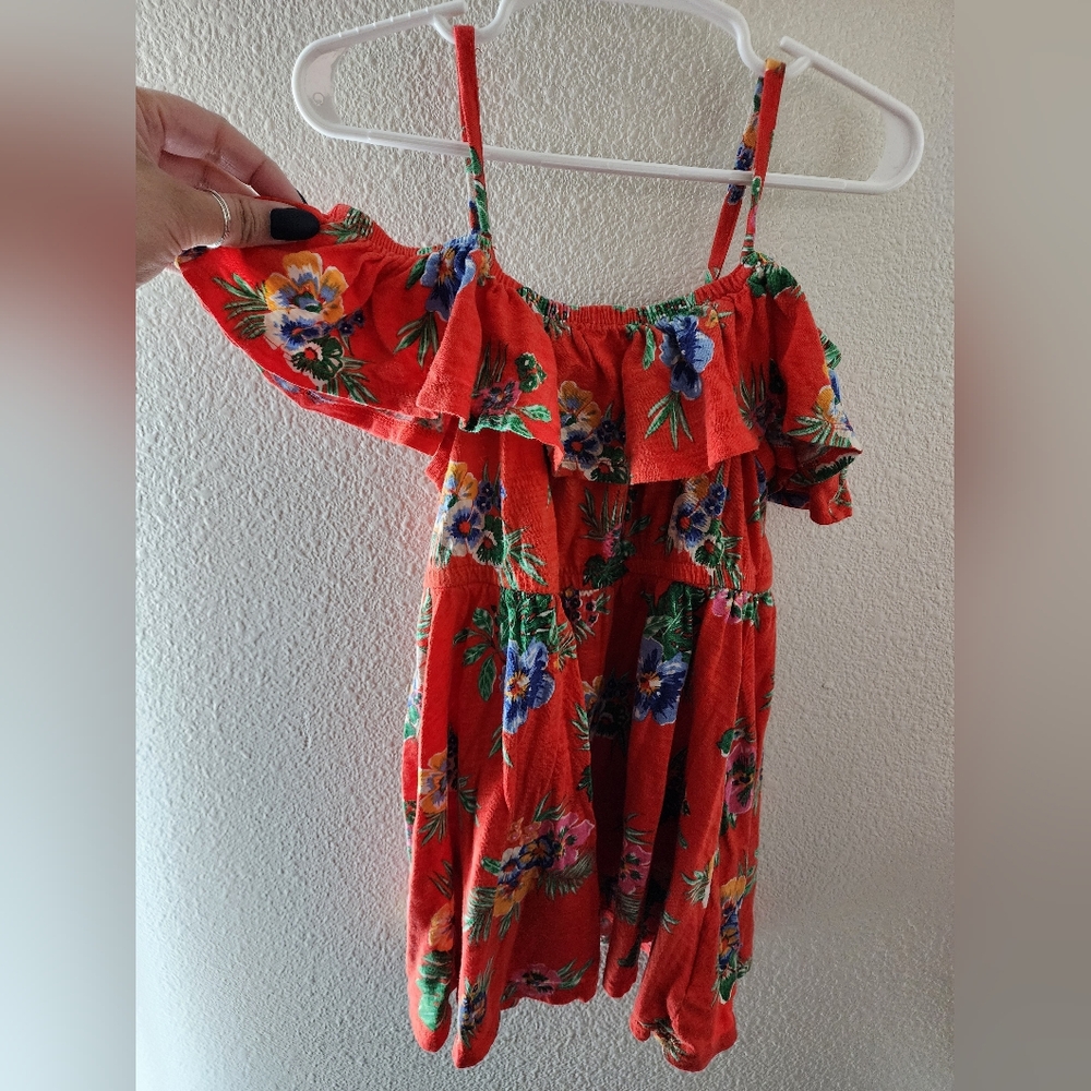 4T red floral print dress